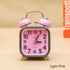 A59 Square Metal Bell Alarm Clock Ringing Alarm Clock Child Student Bedside Bell With Alarm(Light Pink)