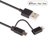 1m MFI 2 in 1 8 pin + Micro USB 2.0 Male to USB Data Sync Charging Cable, For iPhone 6 Plus & 6s Plus / iPhone 5 & 5S & 5C / iPad Air /  iPad mini, All Micro USB Tab PC / Mobile Phone(Black)