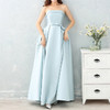 Satin Long Bridesmaid Sisters Skirt Slim Graduation Gown, Size:M(Ice Blue D)