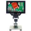 G1200 7 inch LCD Screen 1200X Portable Electronic Digital Desktop Stand Microscope, US Plug