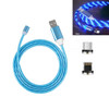 2 in 1 USB to 8 Pin + Micro USB Magnetic Suction Colorful Streamer Mobile Phone Charging Cable, Length: 1m(Blue Light)