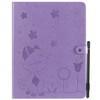 For iPad Pro 12.9 (2020) & (2018) Cat Bee Embossing Pattern Horizontal Flip Leather Case with Holder & Card Slots & Wallet & Pen Slot(Purple)