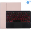 TG-102BCS Detachable Bluetooth Black Keyboard + Microfiber Leather Protective Case for iPad 10.2 inch / iPad Air (2019), with Touch Pad & Backlight & Pen Slot & Holder (Pink)