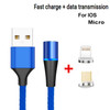 2 in 1 3A USB to 8 Pin + Micro USB Fast Charging + 480Mbps Data Transmission Mobile Phone Magnetic Suction Fast Charging Data Cable, Cable Length: 2m(Blue)