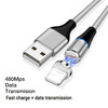 3A USB to 8 Pin Fast Charging + 480Mbps Data Transmission Mobile Phone Magnetic Suction Fast Charging Data Cable, Cable Length: 2m(Silver)