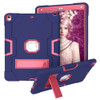 For iPad 10.5 Contrast Color Silicone + PC Combination Case with Holder(Navy Blue + Rose Red)