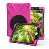 For Galaxy  Tab A 10.5 T590/T595 360 Degree Rotation PC + Silicone Protective Case with Holder & Hand-strap(Rose Red)