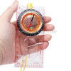 2 in 1 Compass with Map Measuring Ruler Lanyard Emergency Survival Tool(Transparent)