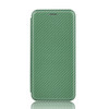 For BlackBerry KEY2 Carbon Fiber Texture Magnetic Horizontal Flip TPU + PC + PU Leather Case with Card Slot(Green)