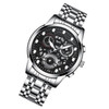 FNGEEN 4088 Men Hollow Quartz Watch Student Waterproof Luminous Watch(White Steel Black Surface)