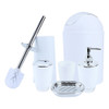 6 In 1 Bathroom Cup Toothbrush Holder Hand Sanitizer Bottle Soup Holder Toilet Brush Waste Bins Set(White)