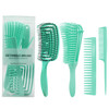 Hairdressing Comb Set Massage Comb Octopus Smooth Hair Anti-static Pointed Tail Comb(4 PCS/Set  Green)