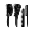 Hairdressing Comb Set Massage Comb Octopus Smooth Hair Anti-static Pointed Tail Comb(4 PCS/Set Black )