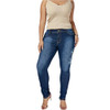 Plus Sized Fashion Ripped Stretch Embroidered Denim Pants (Dark Blue_XL)