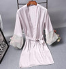 Robes  Elegant Sleepwear Sexy Lace Women Dressing Kimono Silk Bath Robe, Size:XXL(Light Purple)