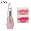 3 PCS Transparent Changed Color Moisturizer Jelly Flower Long-lasting Lipbalm(light pink )