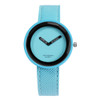 Simple Style Round Dial Matte Leather Strap Quartz Watch for Men / Women(Blue)