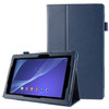 Litchi Texture Leather Case with Holder for Sony Xperia Tablet Z2 10.1(Dark Blue)