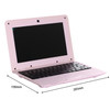 F5 Laptop, 10.1 inch, 1GB+8GB, Android 6.0 OS,  Allwinner A33 Quad Core 1.8GHz CPU, Support SD Card & Bluetooth & WiFi & RJ45, US Plug (Pink)