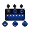 Multi-functional Combination Switch Panel 12V / 24V 6 Way Switches + Dual USB Charger for Car RV Marine Boat (Blue Light)