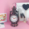 Retro Table Oil Lamp Small Alarm Clock Desktop Table Clock Living Room Decoration Supplies Office Craft Jewelry(Ebony)