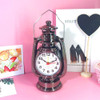 Retro Table Oil Lamp Small Alarm Clock Desktop Table Clock Living Room Decoration Supplies Office Craft Jewelry(Ebony)