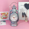 Retro Table Oil Lamp Small Alarm Clock Desktop Table Clock Living Room Decoration Supplies Office Craft Jewelry(Silver)