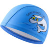 Children Swimming Cap PU Printed Cute Dolphin Pattern Elastic Swimming Cap(Dark Blue)