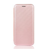 For BlackBerry KEY2 Carbon Fiber Texture Magnetic Horizontal Flip TPU + PC + PU Leather Case with Card Slot(Pink)