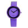 Simple Style Round Dial Matte Leather Strap Quartz Watch for Men / Women(Purple)