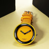 Simple Style Round Dial Matte Leather Strap Quartz Watch for Men / Women(Yellow)