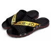 Flying Weaving Comfortable and Breathable Ultra-light Casual Slippers for Men (Color:Black Yellow Size:38)