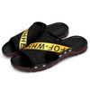 Flying Weaving Comfortable and Breathable Ultra-light Casual Slippers for Men (Color:Black Yellow Size:38)