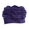 Women Earmuffs Pleated Cloth Swimming Cap(Purple)