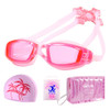 JIEHU 8008 4 in 1 HD Anti-fog Waterproof Transparent Big Frame Swimming Goggles Swimming Cap Set(Transparent Pink)