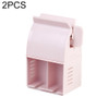 2 PCS Toothpaste Squeezer Multifunctional Toothbrush Rack Wall-Mounted Bathroom Perforation-Free Storage Rack(Pink)