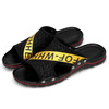 Flying Weaving Comfortable and Breathable Ultra-light Casual Slippers for Men (Color:Black Yellow Size:43)