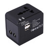 Plug Adapter, Universal US / EU / UK / AU Power Connection Adaptor with 2 USB Ports, CE/FCC/ROHS Certificated(Black)