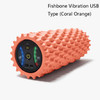 EVA Electrical Muscle Relaxer Yoga Massage Vibration Foam Roller, Fishbone Vibration USB (Coral Orange)