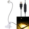 3W 360 Degree Rotation USB Metal Flexible Neck LED Light with Switch & Clip (Warm White Light Silver)