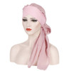 2 PCS Ladies Forehead Cross Chiffon Long Tail Cap Turban Hat, Size:One Size(Pink)