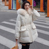 Sweet Little Fragrance Is Thinner Plush Hooded Jacket Down Jacket Cotton Coat (Color:White Size:M)