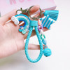 4 PCS Cute Soft Clay Rainbow Keychain Student Schoolbag Lollipop Pendant, Colour: Blue Rope Rainbow