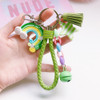 4 PCS Cute Soft Clay Rainbow Keychain Student Schoolbag Lollipop Pendant, Colour: Green Rope Rainbow