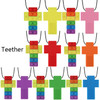 2 PCS Silicone Baby Building Block Teether Autistic Children Molar Stick, Colour: Orange Two
