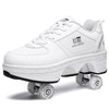 Two-Purpose Skating Shoes Deformation Shoes Double Row Rune Roller Skates Shoes, Size: 35(High-top With Light (White))