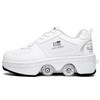 Two-Purpose Skating Shoes Deformation Shoes Double Row Rune Roller Skates Shoes, Size: 37(Low-top Without Light (White))