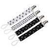 4 PCS/Set   Baby Pacifier Chain Clip Cotton Double Printed Pacifier Chain(Black Pacifier Clip)