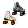 Adult Children Graffiti Roller Skates Shoes Double Row Four-Wheel Roller Skates Shoes, Size: 42(No Flash Wheel White)