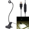 3W 360 Degree Rotation USB Metal Flexible Neck LED Light with Switch & Clip (White Light Black)